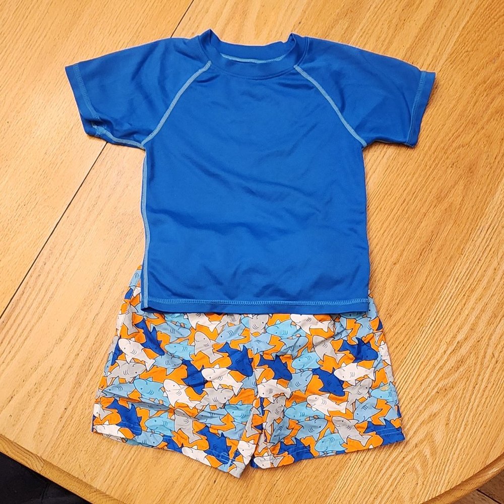 Kanu/Wippette Toddler Rashgaurd & Swim Trunk Set Size 4T - Picture 2 of 12
